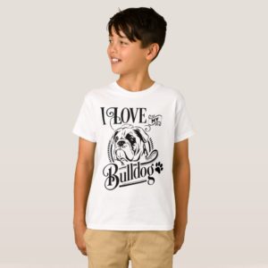 Cute  English Bulldog Mom Puppy Dog Mascot Boys T-Shirt