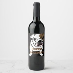 Cute English Bulldog Wine Label