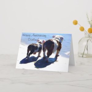 Cute English Bulldogs Happy Anniversary Card
