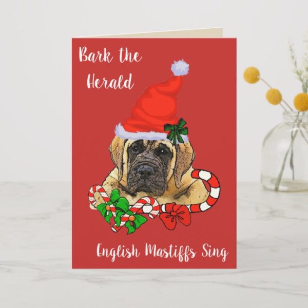 Cute English Mastiff Puppy Christmas Holiday Card