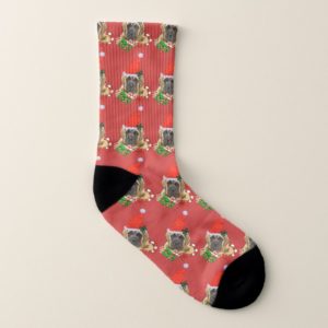Cute English Mastiff Santa Christmas Socks