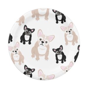 Cute French Bulldog Pattern Paper Plate