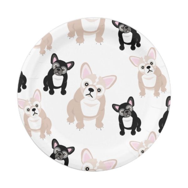 Cute French Bulldog Pattern Paper Plate