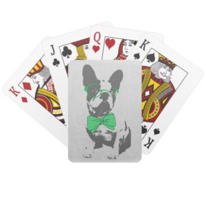 Cute funny trendy vintage animal French bulldog Playing Cards
