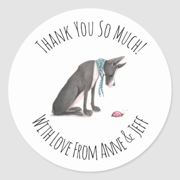 Cute Great Dane Dog Personalized Thank You Classic Round Sticker