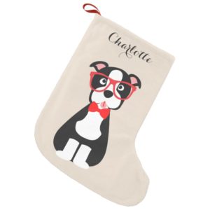 Cute Hipster Boston Terrier Small Christmas Stocking