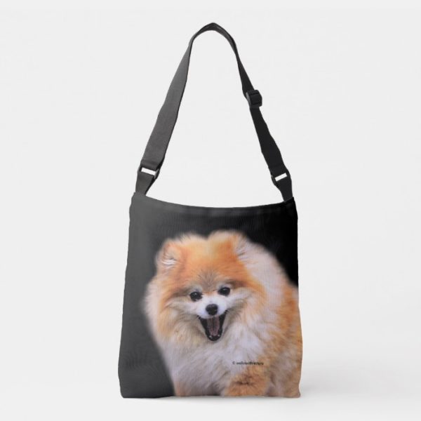 Cute Laughing Pomeranian Dog Crossbody Bag