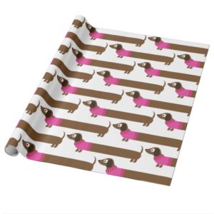 Cute Long Dachshund Illustration Wrapping Paper