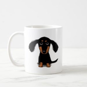 Cute Long Haired Dachshund Puppy Dog Coffee Mug