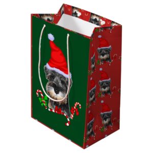 Cute Miniature Schnauzer Christmas Medium Gift Bag