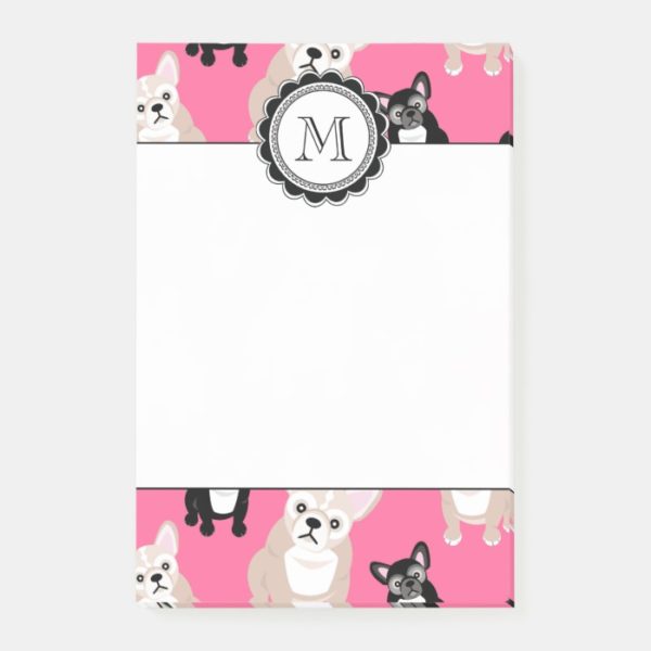 Cute Pink French Bulldog Pattern Post-it Notes