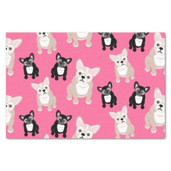 Cute Pink Frenchies French Bulldogs Tissue Paper