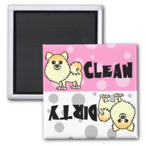 Cute Pomeranian Clean / Dirty Dishwasher Magnet