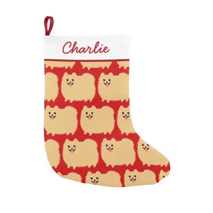 Cute Pomeranian Dog Pattern Pommy Holiday Xmas Small Christmas Stocking