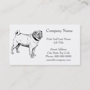 Cute Pug Elegant Dog Drawing Business Card