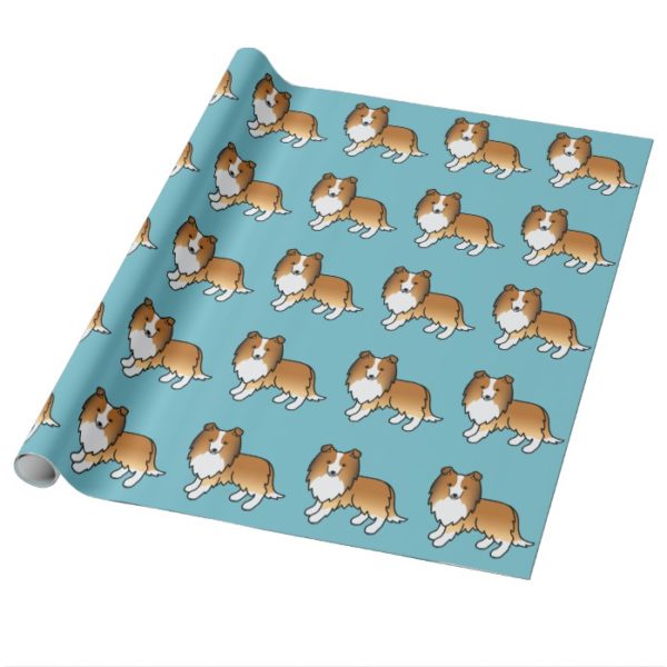 Cute Sable Shetland Sheepdogs Pattern Wrapping Paper