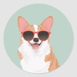 Cute Smiling Pembroke Welsh Corgi for Dog Lovers Classic Round Sticker