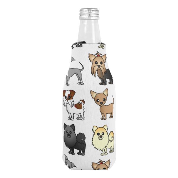 Cute Toy Dog Breed Pattern Bottle Cooler