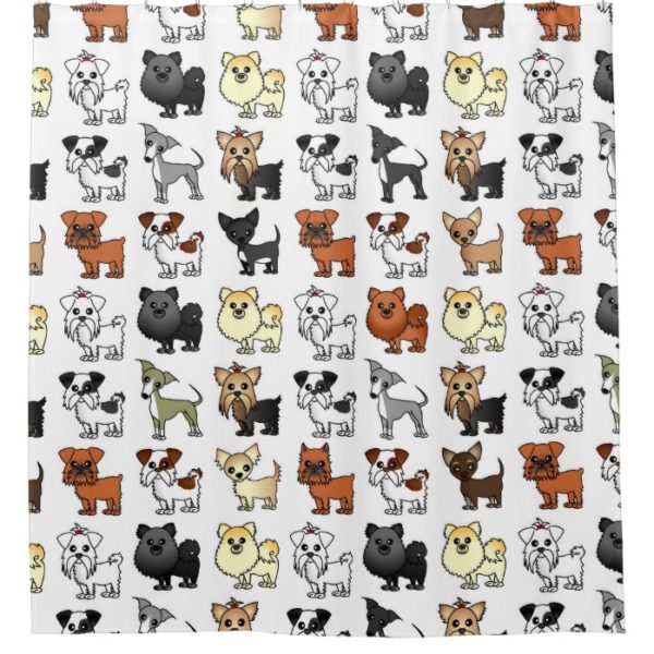 Cute Toy Dog Breed Pattern Shower Curtain