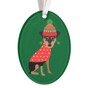 Cute Xmas Min Pin Dog Ornament