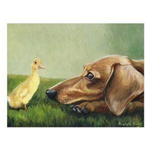 "Dachshund and Duckling" Postcard