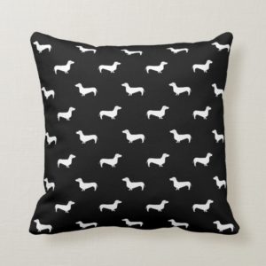 Dachshund black and white pattern pillow