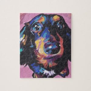 dachshund Bright Colorful Pop Dog Art Jigsaw Puzzle