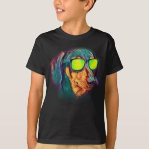 Dachshund Colorful Neon Wiener Dog Sunglasses T-Shirt