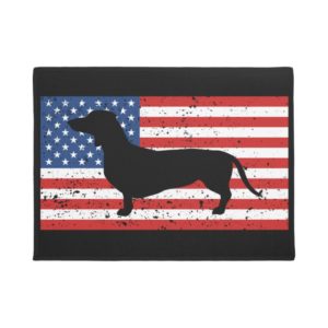 Dachshund Distressed American Flag Doormat