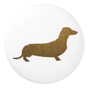 Dachshund Dog Icon (To Right) | Faux Gold Glitter Ceramic Knob