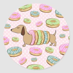 Dachshund & Donuts Party Stickers