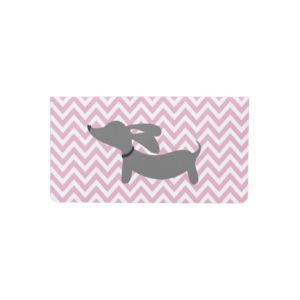 Dachshund Gray and Pink Checkbook Cover