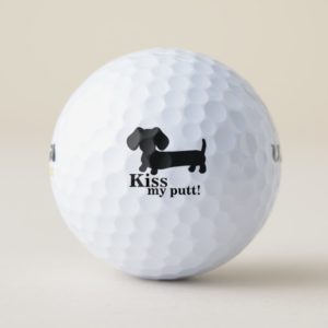 Dachshund Kiss my putt Golf Balls Wiener Dog