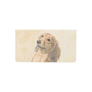 Dachshund (Longhaired) Painting - Original Dog Art Checkbook Cover