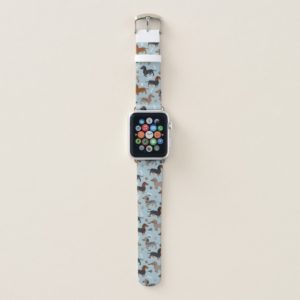 Dachshund Paws and Bones Pattern Blue Apple Watch Band