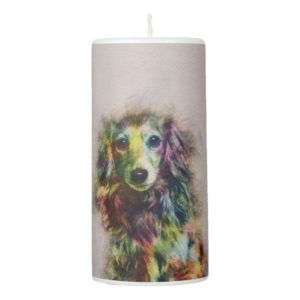 Dachshund Puppy Sketch Paint Pillar Candle