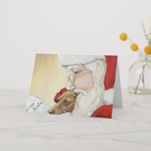 "Dachshund Request for Santa" Art Christmas Card