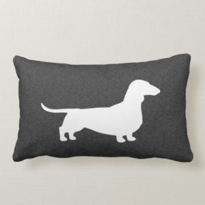 Dachshund Silhouette - Short Haired Wiener Dog Lumbar Pillow