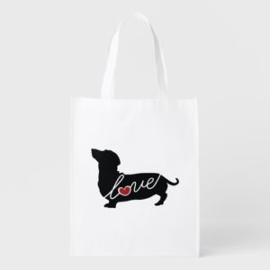 Dachshund "Weiner Dog" Love Reusable Grocery Bag