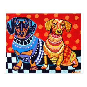 Dachshunds by Heather Galler Postcard