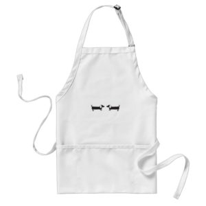 Dachshunds in black and white love adult apron