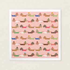 Dachshunds on Pink Paper Napkin
