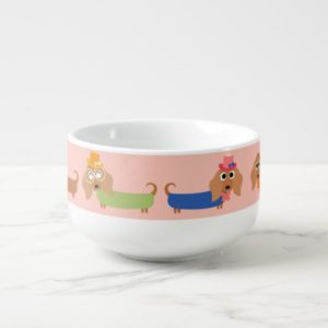 Dachshunds on Pink Soup Mug