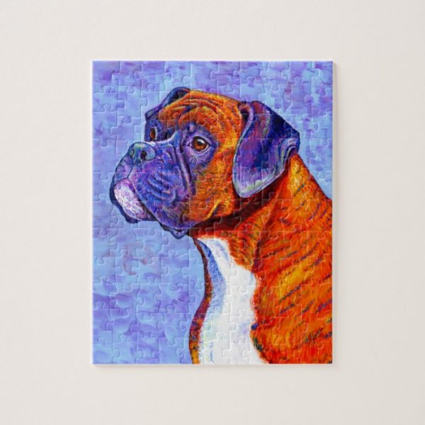 Devoted Guardian Colorful Brindle Boxer Dog Puzzle