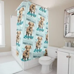 Dirty Paws Laundry Shower Curtain
