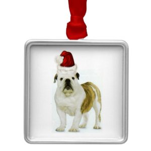 Ditzy Dogs~Original Ornament~Bulldog~Christmas Metal Ornament