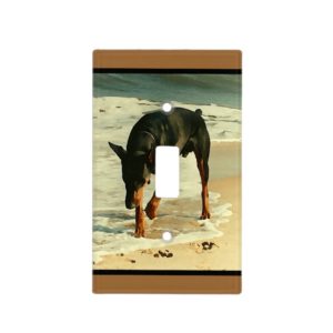 Doberman at the Beach Painting Image Light Switch Cover