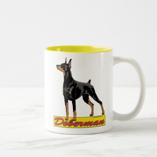 Doberman- black and red Two-Tone coffee mug