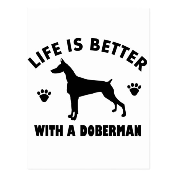Doberman dog design postcard