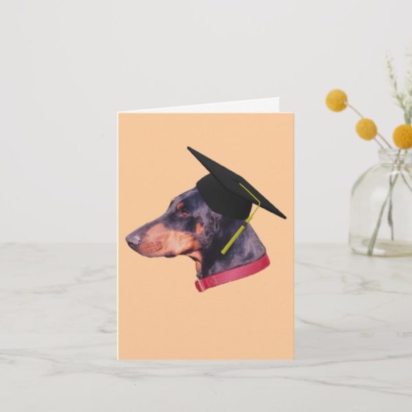 Doberman In Graduation Cap Funny Dog Card